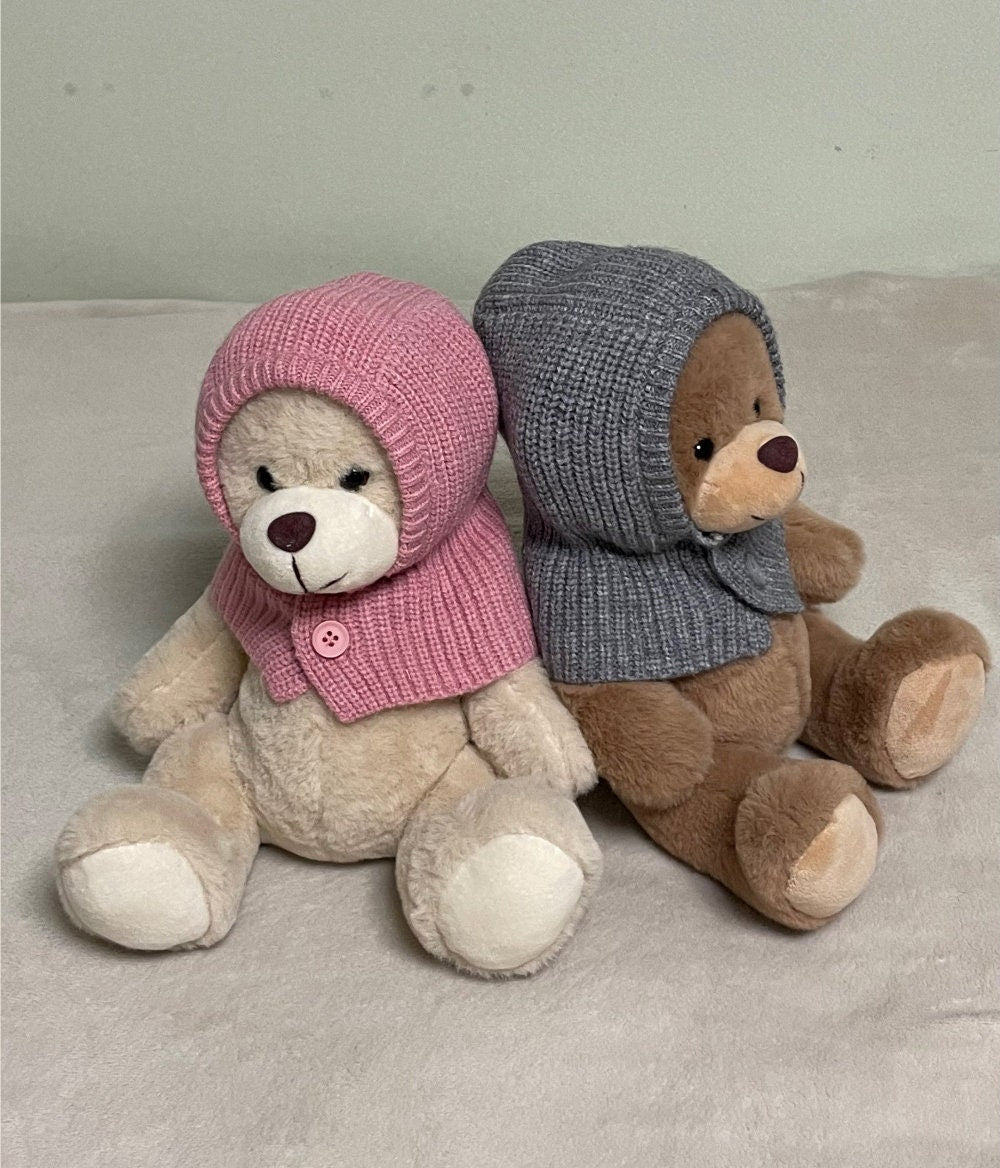 NKpup knit hoodie dog hats in pink and grey