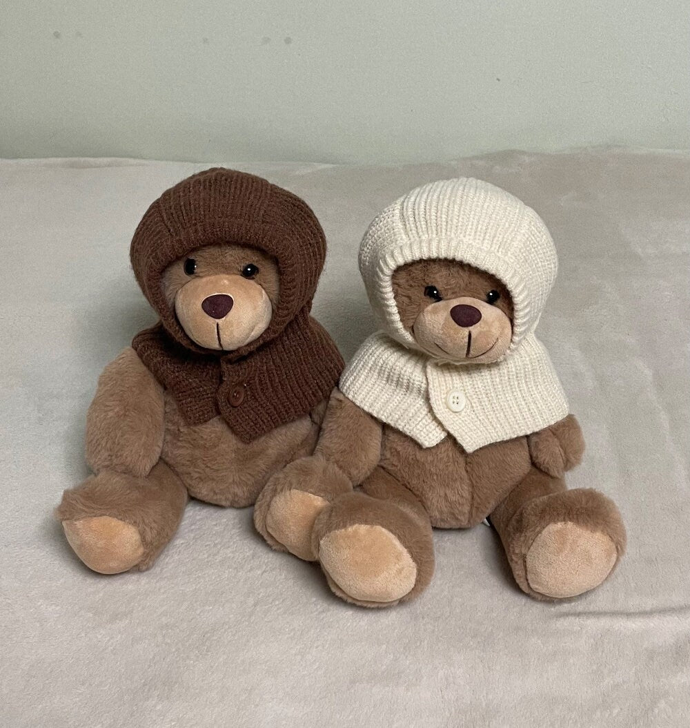 NKpup knit hoodie dog hats in brown and white