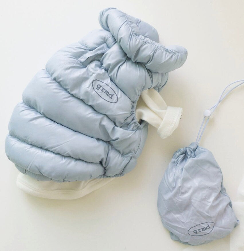 NKpup pastel blue puffer padded dog vest with white lining