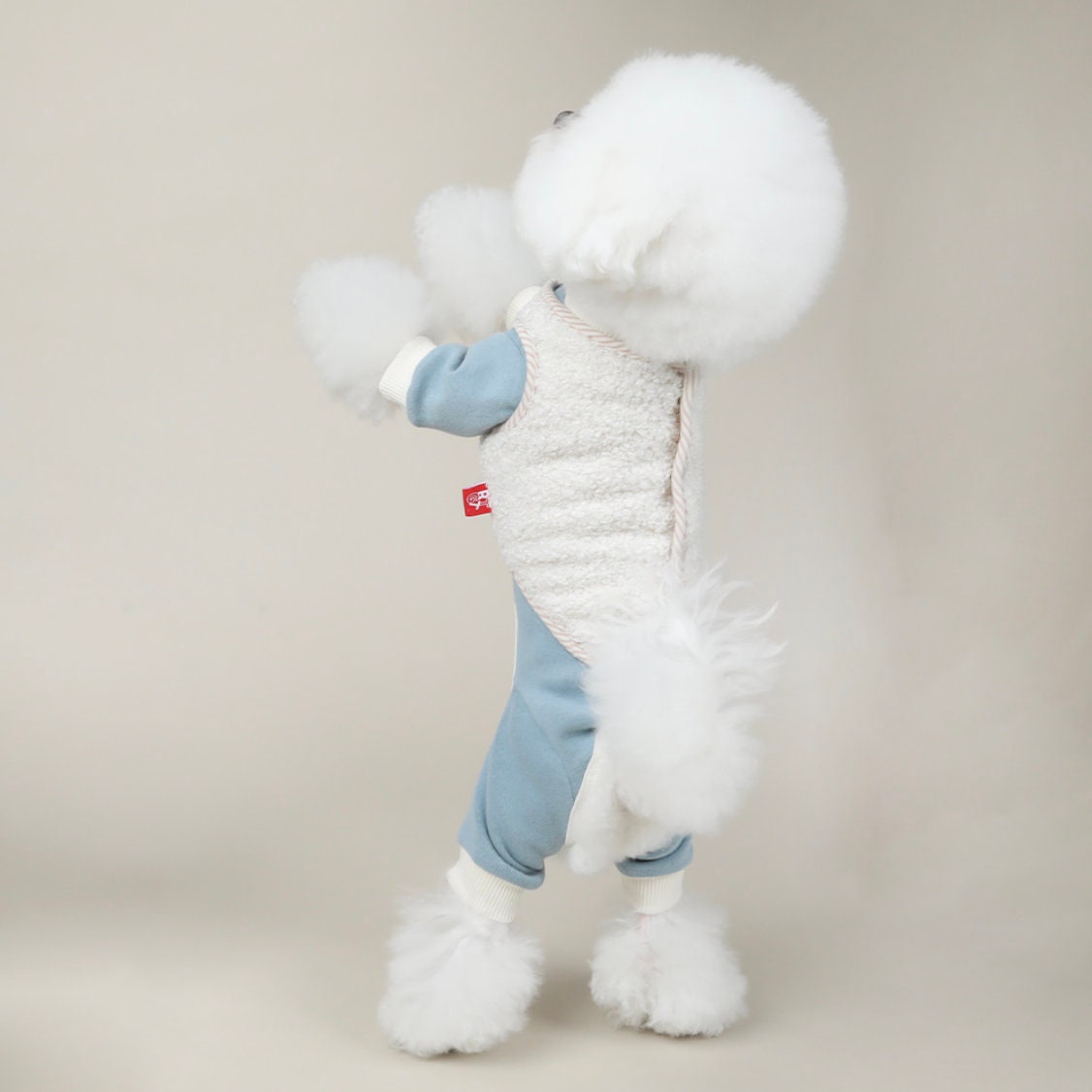 NKpup Daisy Fleece Dog Vest in white and light blue