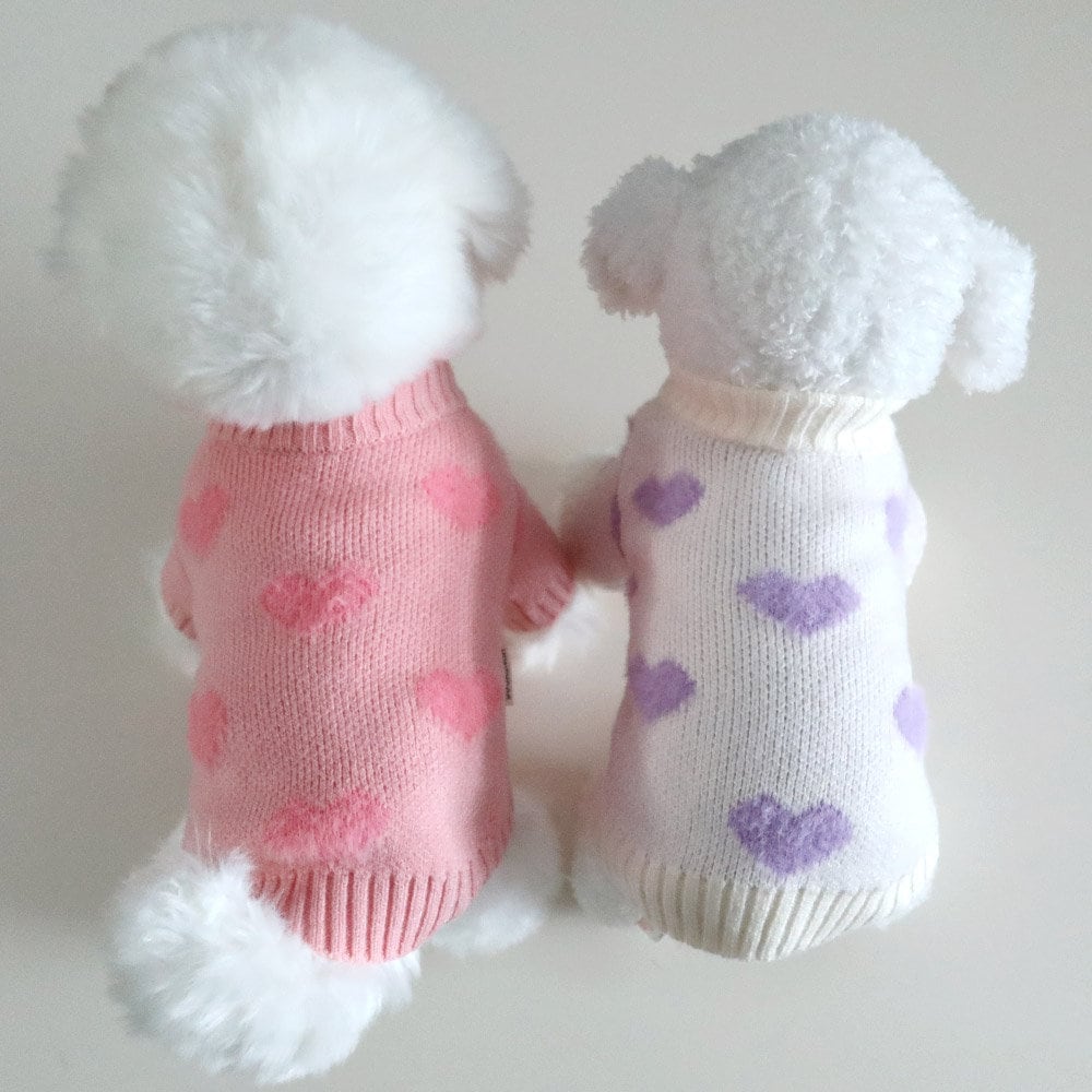 Heart Mock Neck Knit, S-XL, Pet Clothing, Dog-Tee, Dog T-shirts, Dog Top, Dog Clothing, Dog Fashion, Dog Apparel