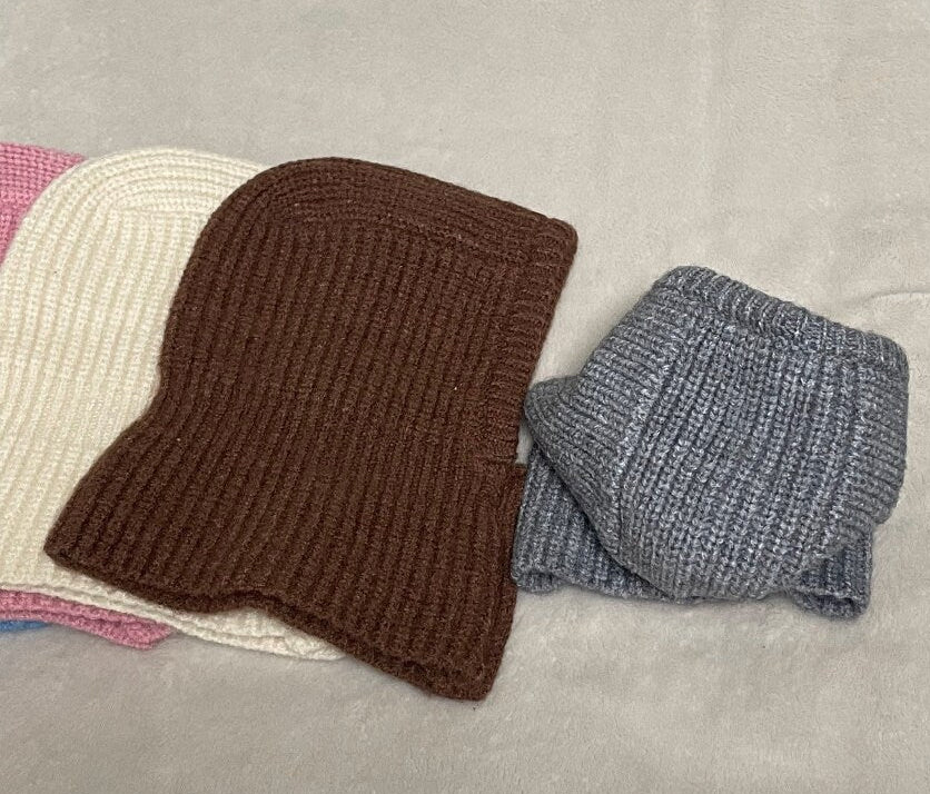 NKpup knit hoodie dog hats in cream, brown, and grey colors