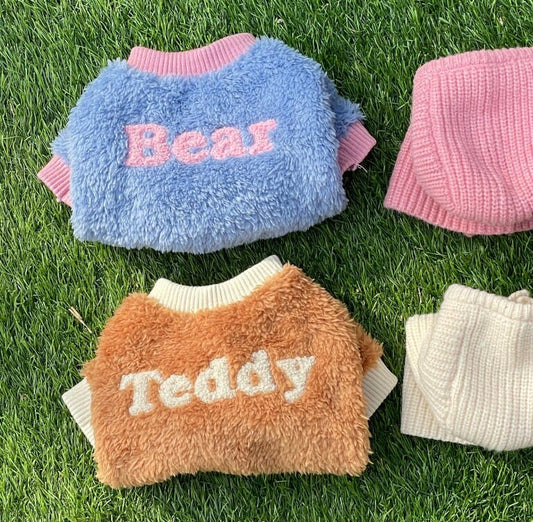 Teddy Bear Fleece Pullover, S-2XL, Pet Clothing, Dog-Tee, Dog T-shirts, Dog Top, Dog Clothing, Dog Fashion, Dog Apparel