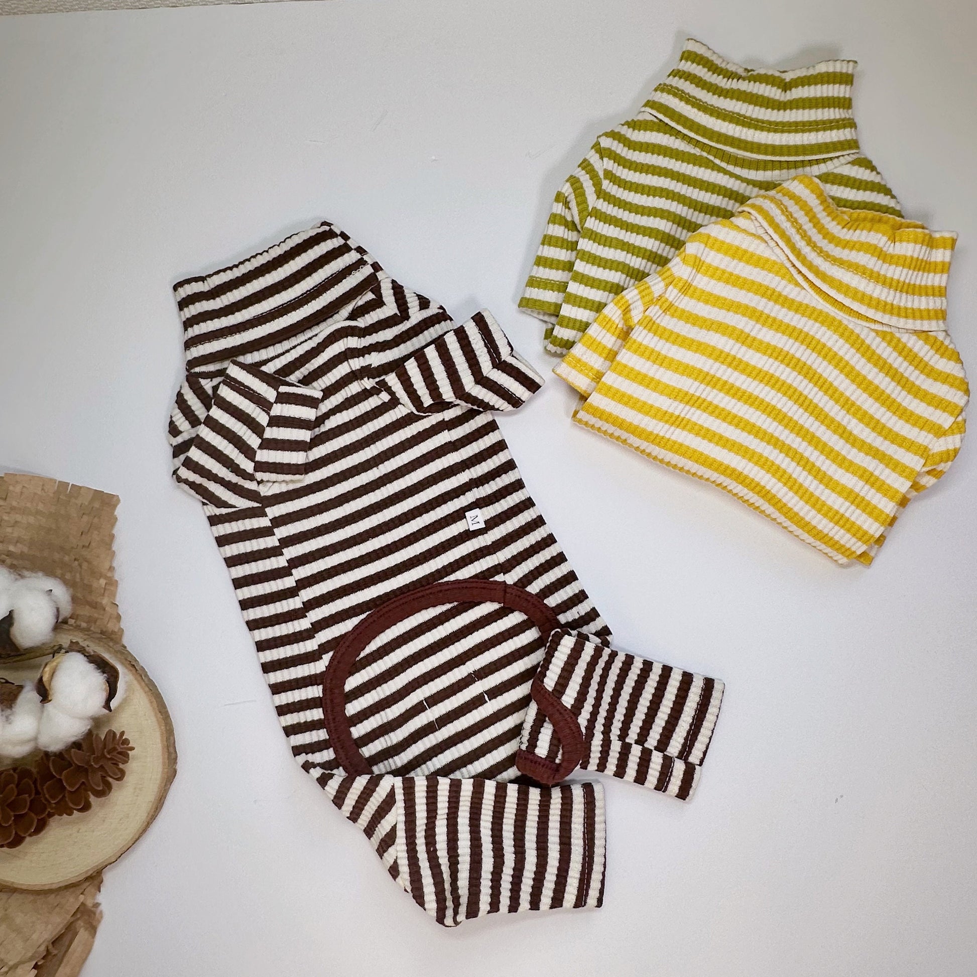Ribbed Stripe Turtleneck Overall, S-2XL, Pajama Pet, Dog Jumpsuit, Pet Clothing, Dog Coat, Dog Winter Top, Dog Fashion, Dog Apparel - NKpup