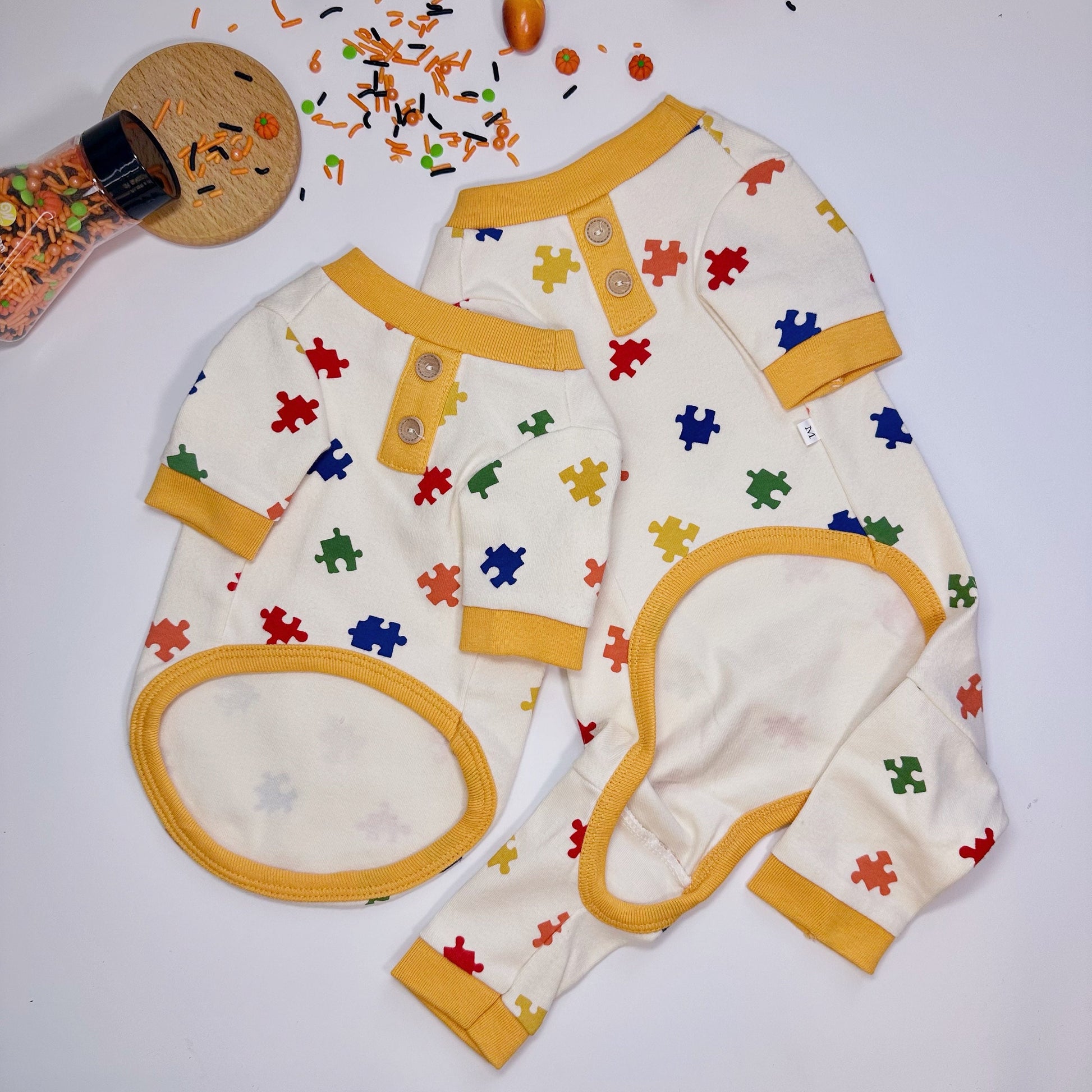 Puzzle Outfit Shirt&Overall, S-2XL, Dog Jumpsuit, Small Dog Clothing, Dog Coat, Dog Winter Top, Dog Fashion, Dog Apparel, Pet Clothing - NKpup