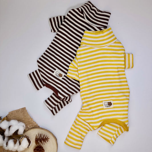 Ribbed Stripe Turtleneck Overall, S-2XL, Pajama Pet, Dog Jumpsuit, Pet Clothing, Dog Coat, Dog Winter Top, Dog Fashion, Dog Apparel - NKpup