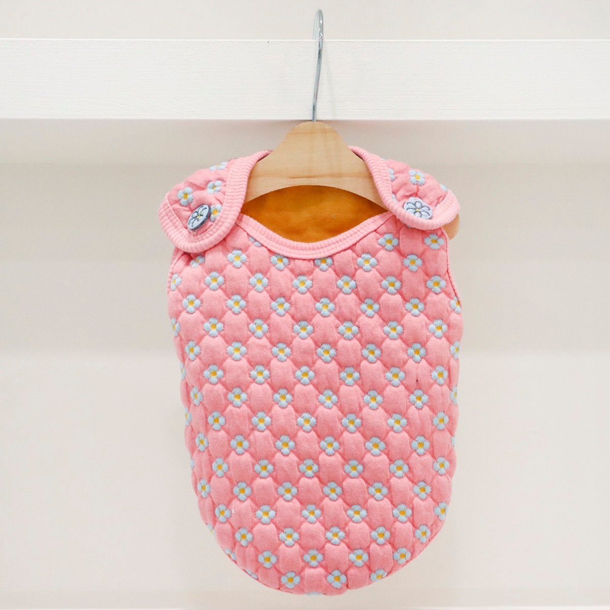 Pink Daisy Quilted Dog Vest with floral pattern