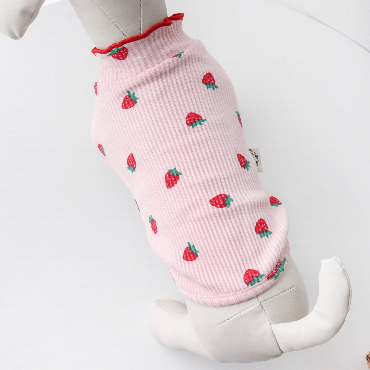 Strawberry Ribbed T-shirt, S-XL, Pet Clothing, Dog's TEE, Dog Top, Dog Fashion, Dog Apparel, Pet Clothing