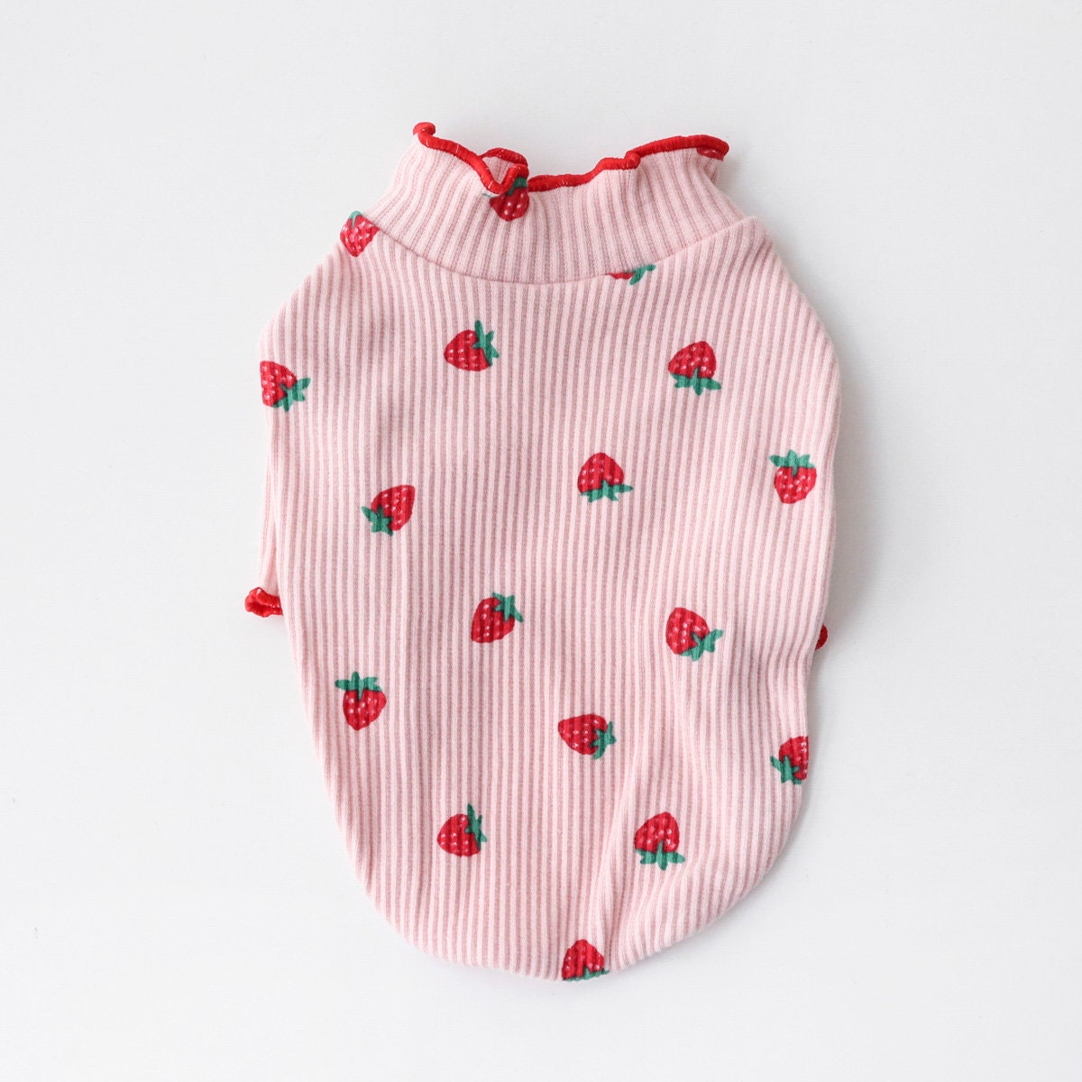 Strawberry Ribbed T-shirt, S-XL, Pet Clothing, Dog's TEE, Dog Top, Dog Fashion, Dog Apparel, Pet Clothing