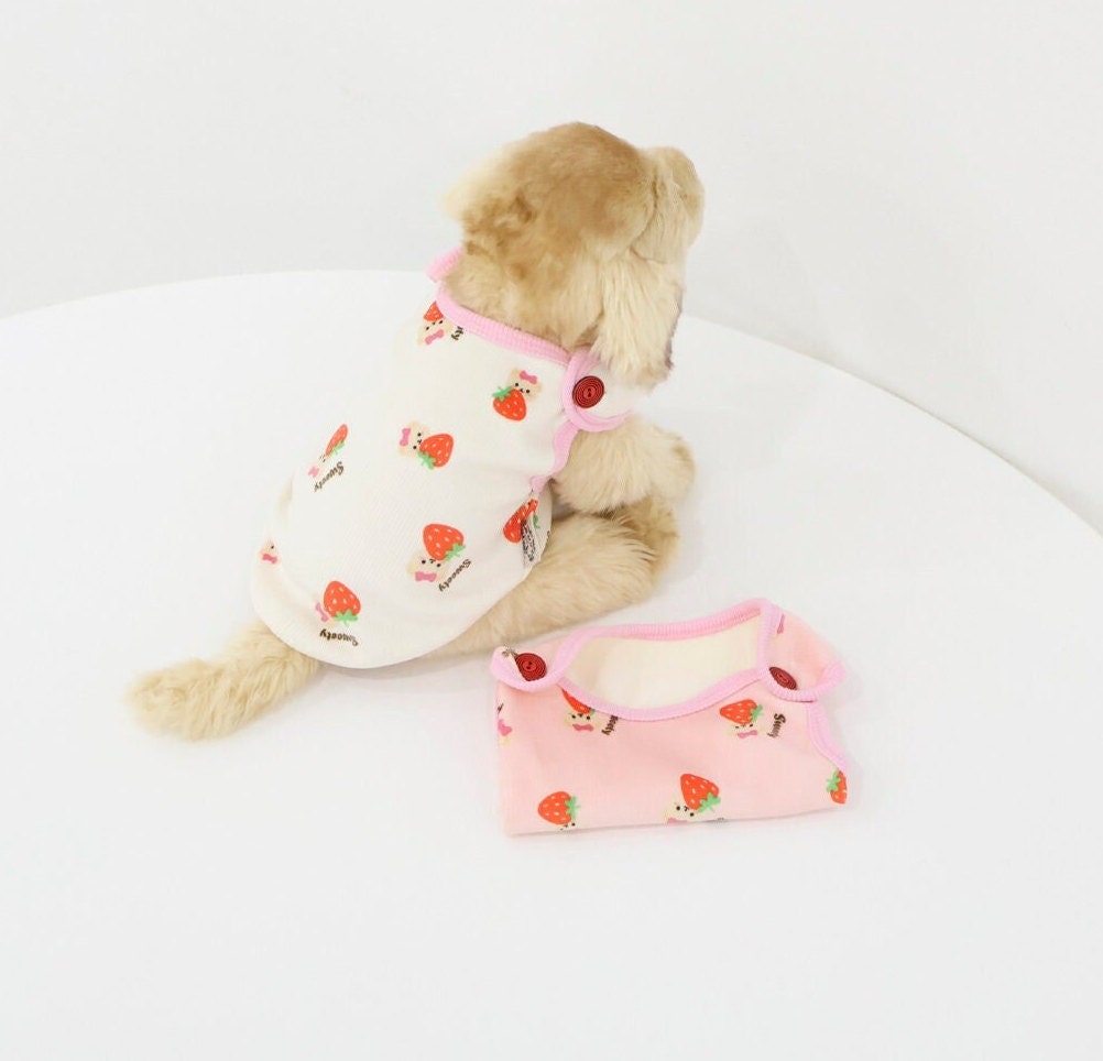 Strawberry Ribbed Vest, S-XL, Pet Clothing, Dog-Vest, Dog Jacket, Dog Fashion, Dog Apparel, Pet Clothing