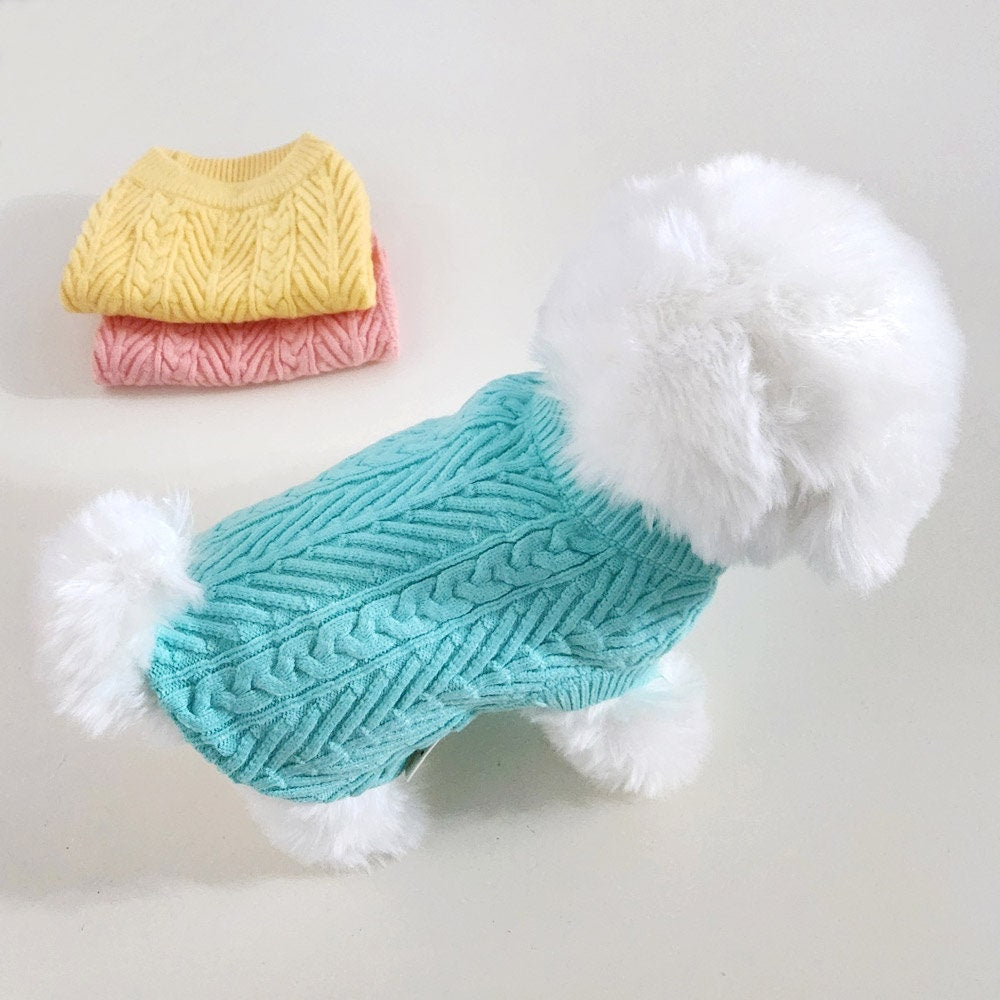 Candy Round Cable Knit Vest, S-XL, Pet Clothing, Dog-Tee, Dog check-shirt, Dog Top, Dog Fashion, Dog Apparel, Pet Clothing