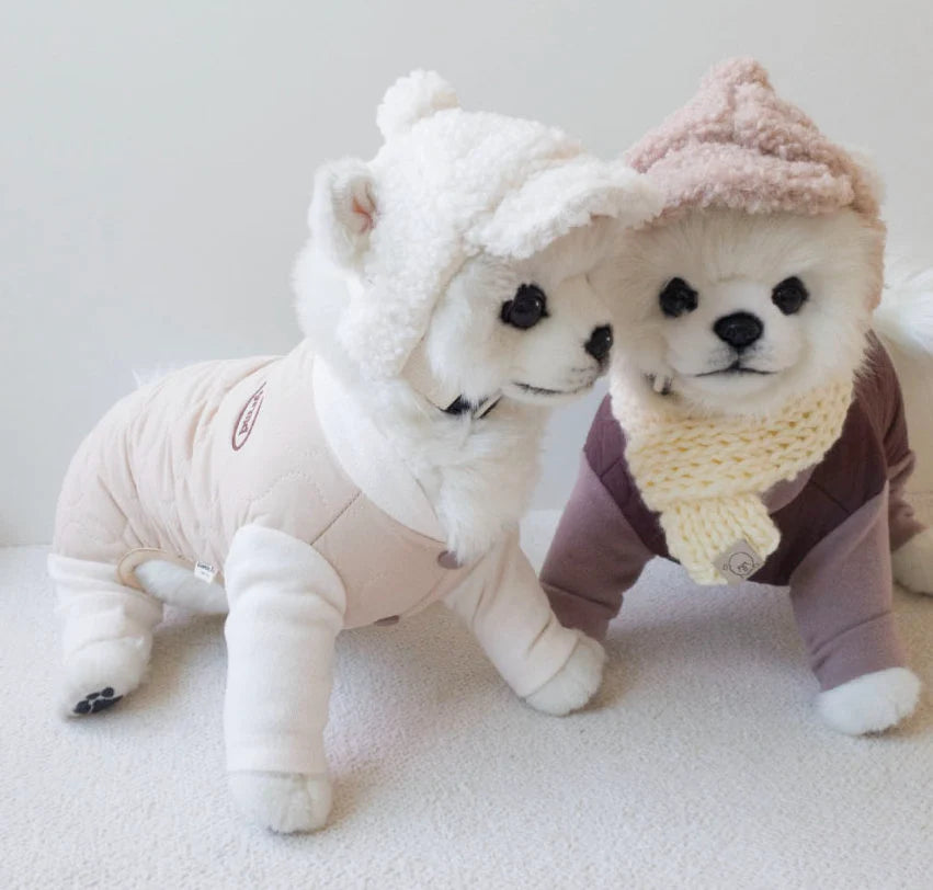 Cream Quilted Dog Overall