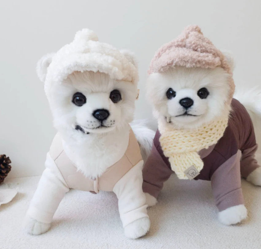 Cream Quilted Dog Overall