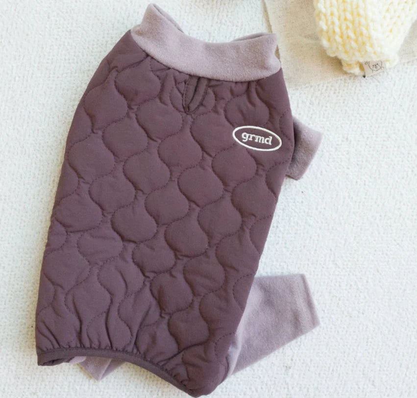 Cream Quilted Dog Overall