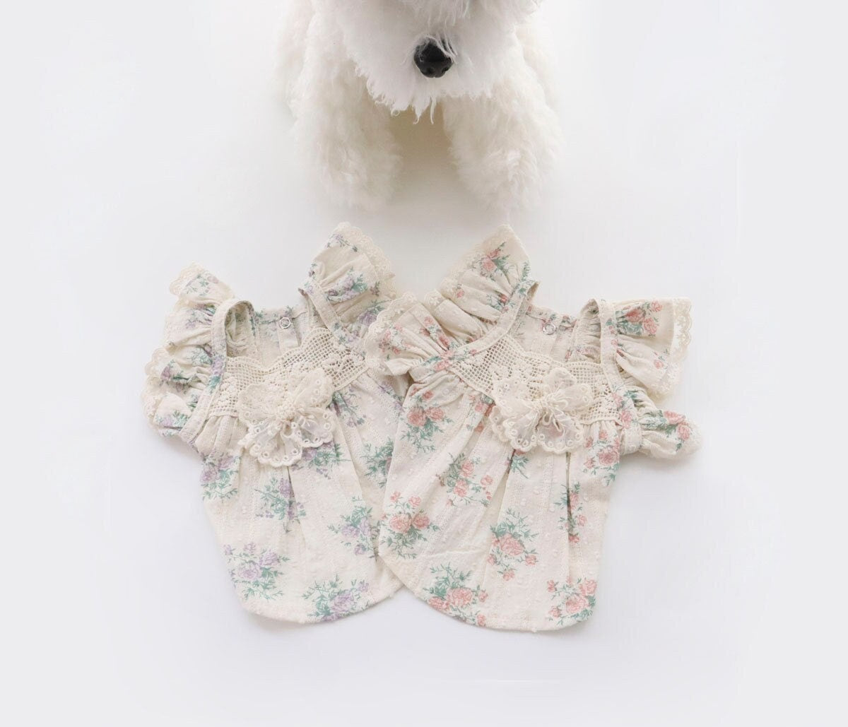 Yoryu Smocked Floral Blouse, S-XL, Dog-Tee, Dog T-shirt, Dog Top, Dog Clothing, Dog Fashion, Dog Apparel, Undershirt for Dogs