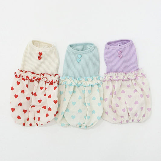 Heart Ribbed Overall, S-XL, Pajama Pet, Dog Jumpsuit, Pet Clothing, Dog Coat, Dog Winter Top, Dog Fashion, Dog Apparel, Pet Clothing - NKpup