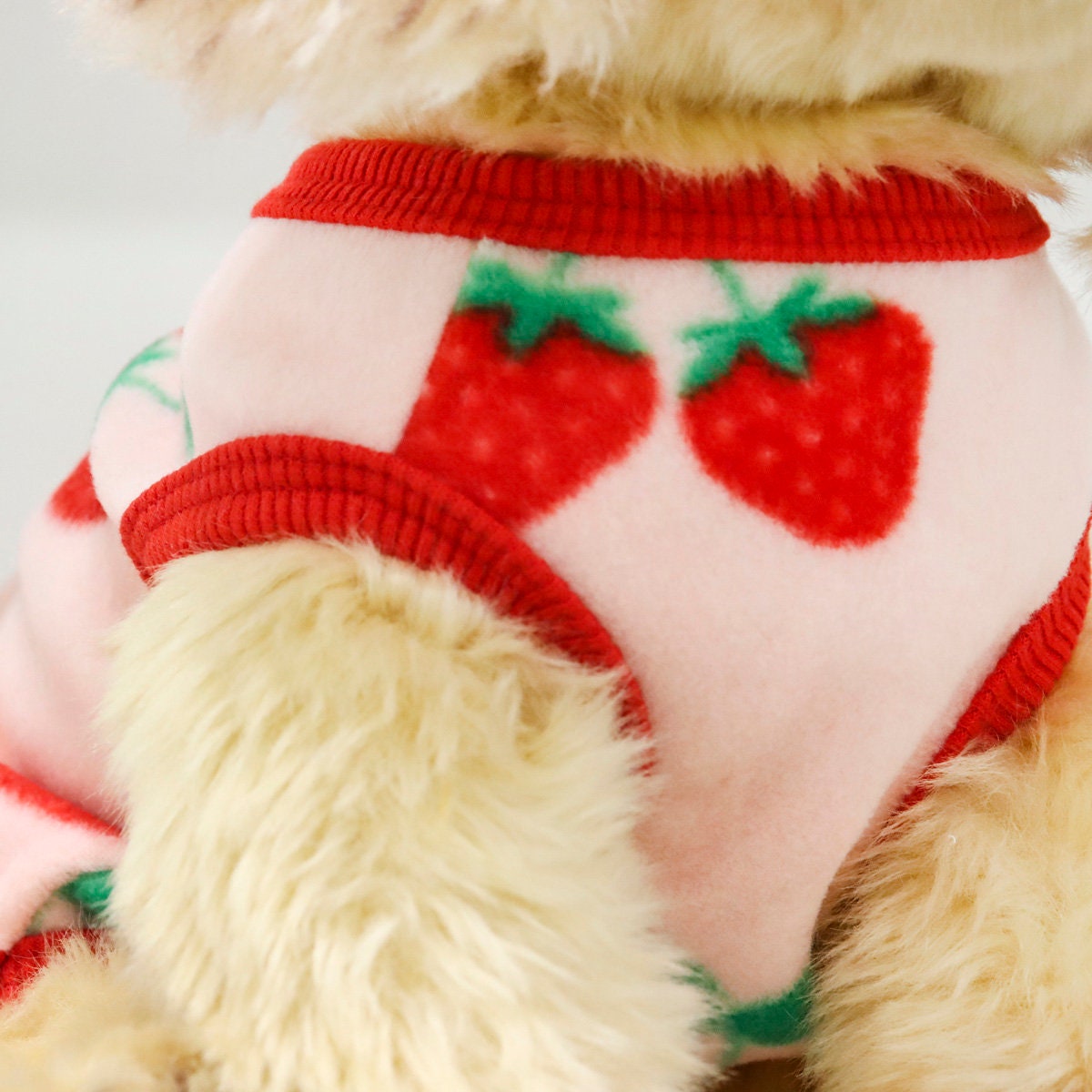 Strawberry print pink fleece dog vest by NKpup