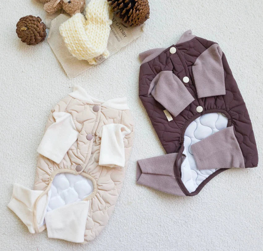 Cream Quilted Dog Overall