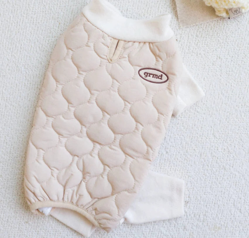 Cream Quilted Dog Overall