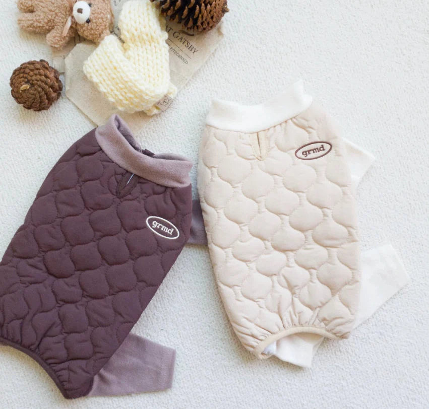 Cream Quilted Dog Overall