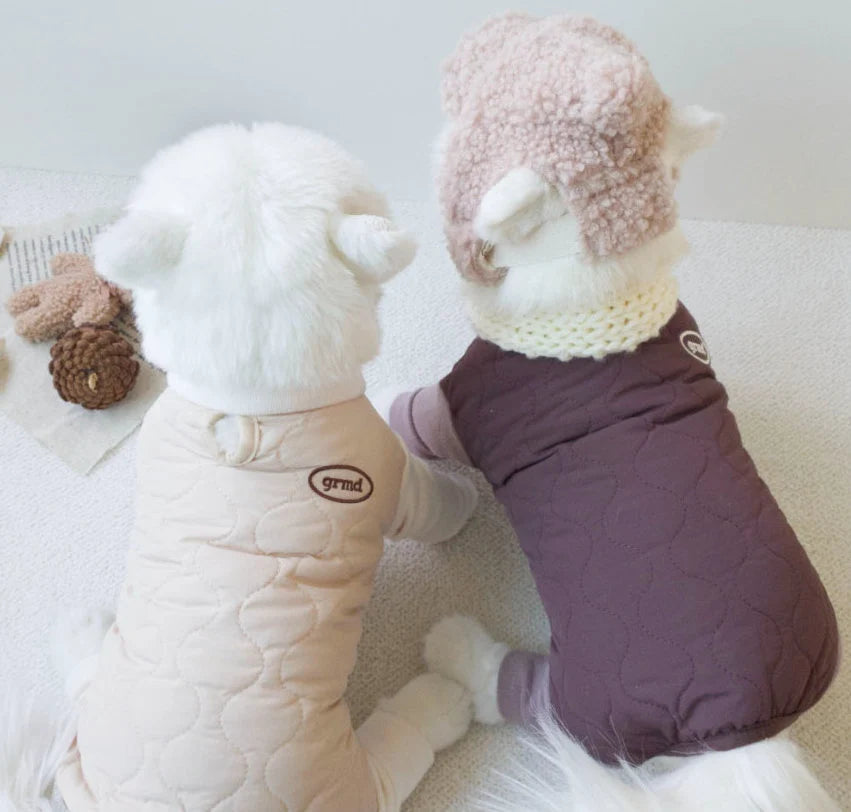 Cream Quilted Dog Overall