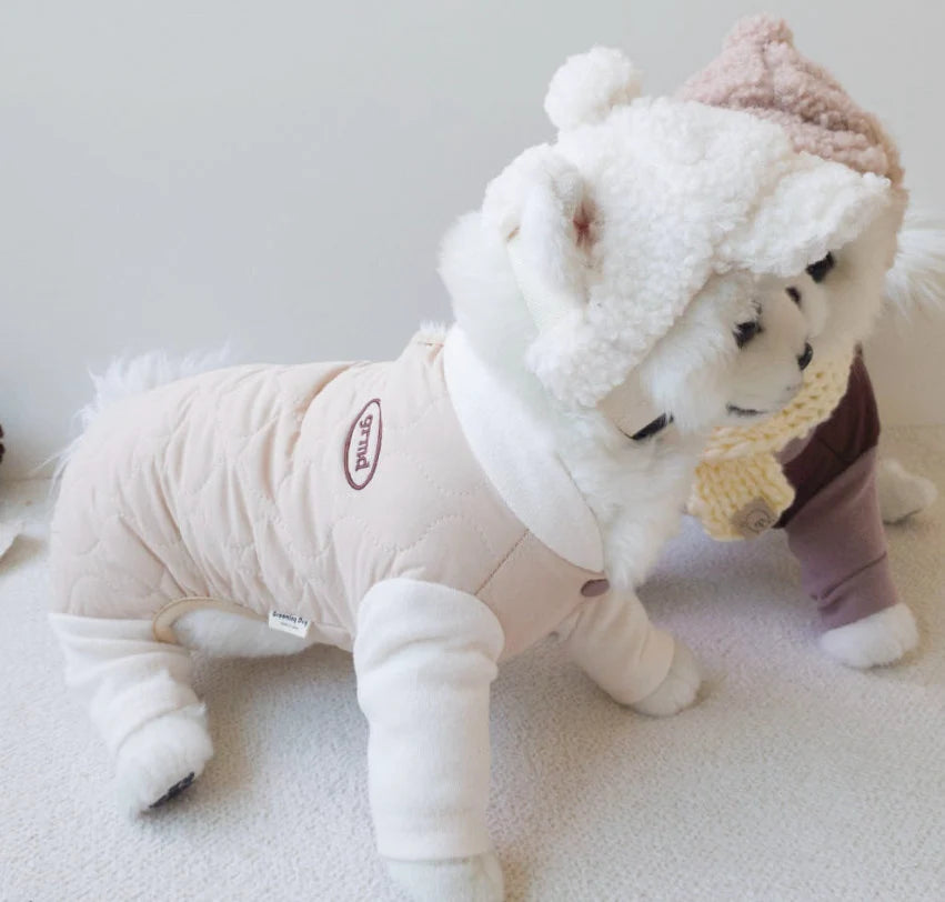 Cream Quilted Dog Overall