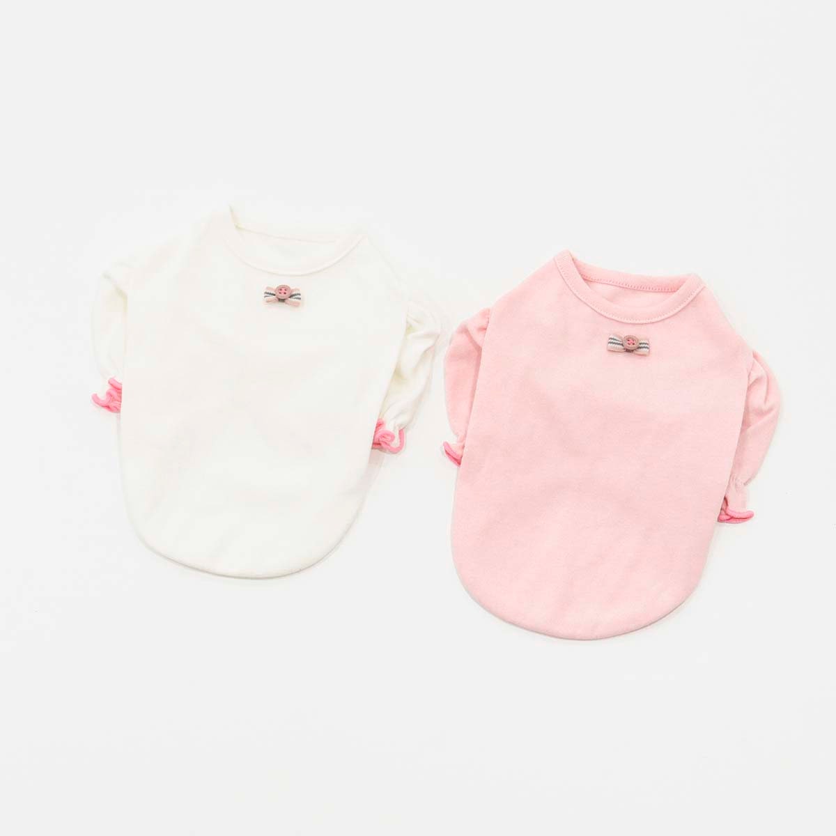 NKpup Puff Sleeve T-shirt for dogs in white and pink colors.