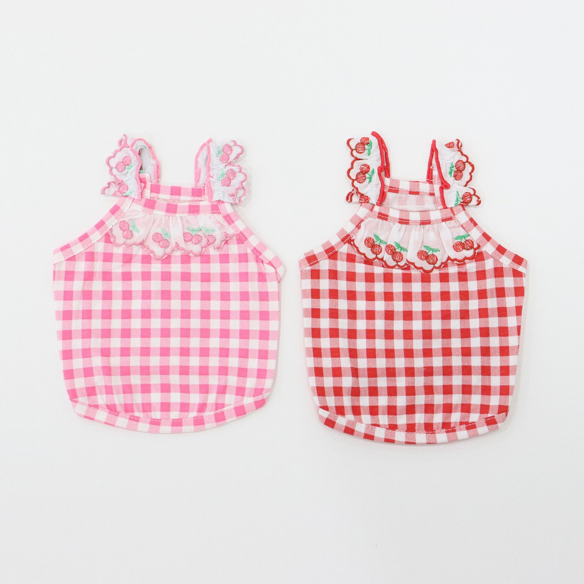 Cherry Gingham Top, S-XL, Dog Sleeveless, Dog-Tee, Dog T-shirt, Dog Top, Dog Clothing, Dog Fashion, Dog Apparel, Undershirt for Dogs