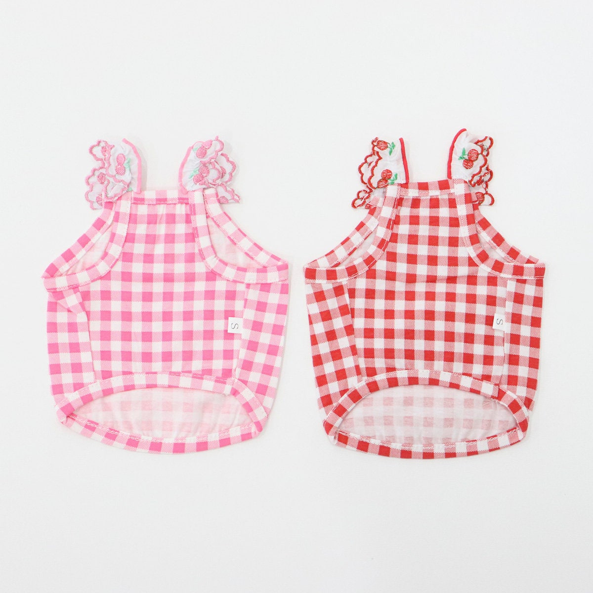 Cherry Gingham Top, S-XL, Dog Sleeveless, Dog-Tee, Dog T-shirt, Dog Top, Dog Clothing, Dog Fashion, Dog Apparel, Undershirt for Dogs