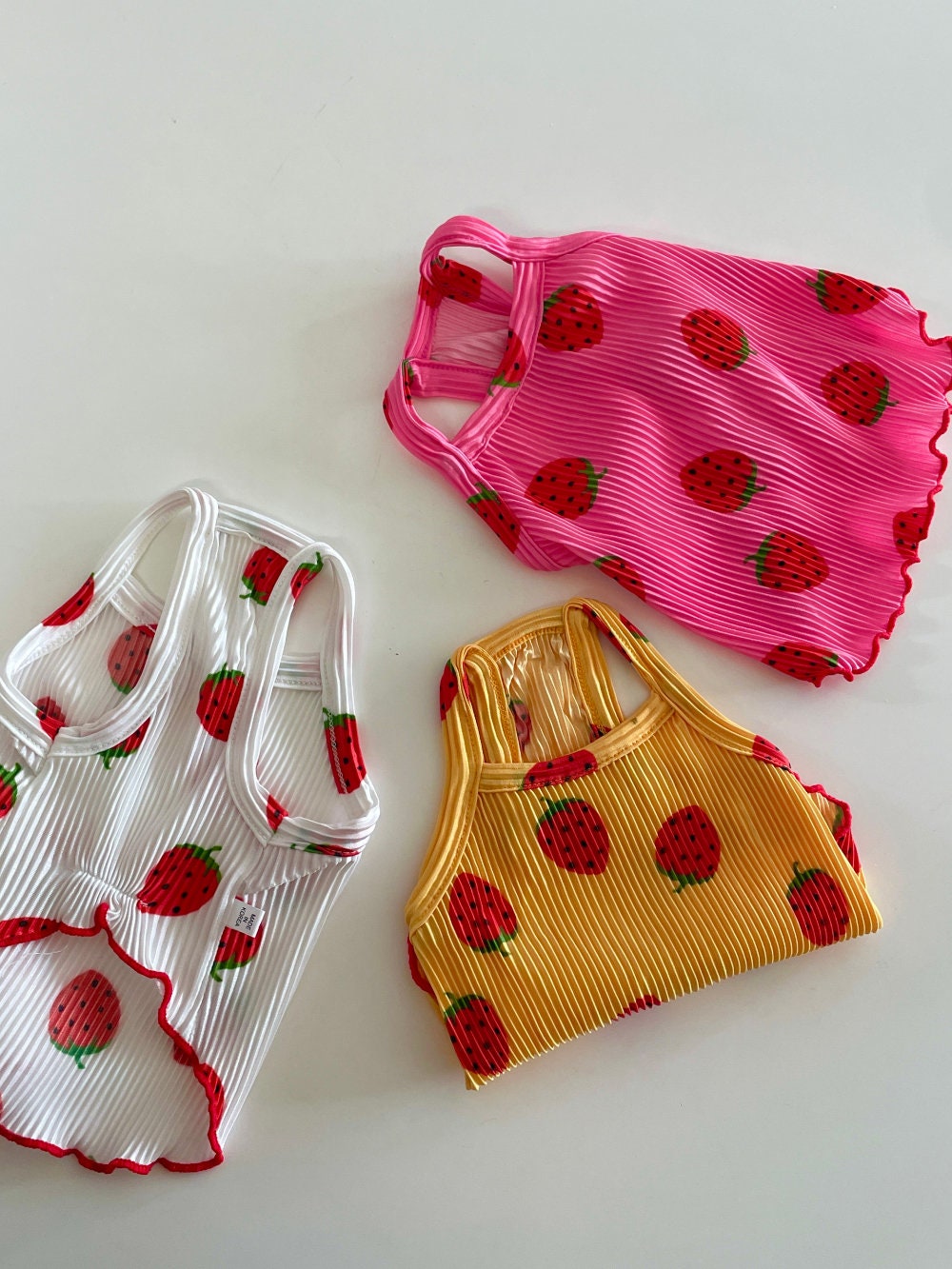 Pleated Strawberry Top, S-2XL, Small Dog-Tee, Dog T-shirt, Dog Top, Dog Clothing, Dog Fashion, Dog Apparel, NKpup