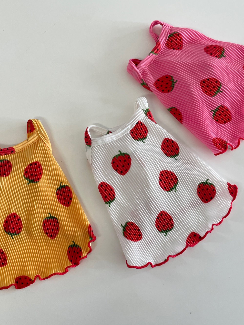 Pleated Strawberry Top, S-2XL, Small Dog-Tee, Dog T-shirt, Dog Top, Dog Clothing, Dog Fashion, Dog Apparel, NKpup