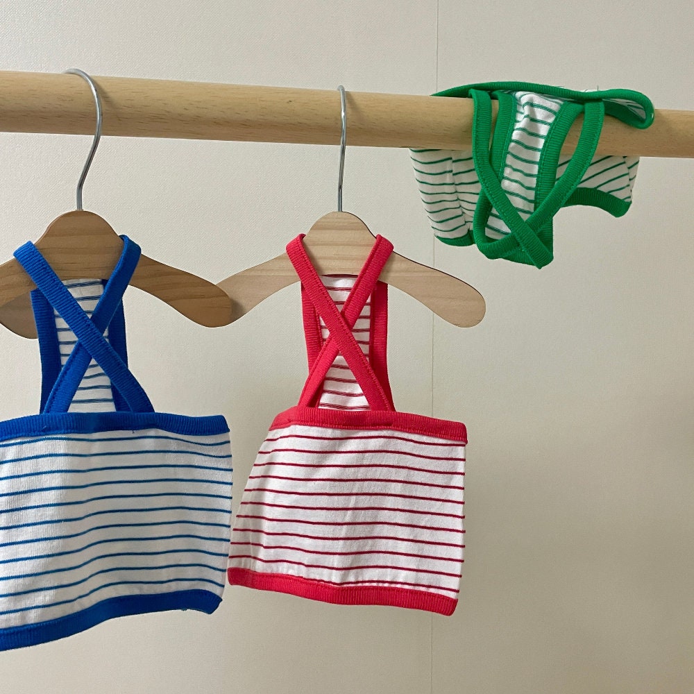Stripe Sleeveless Crop Top, S-2XL, Small Dog Top, Dog T-shirt, Dog Clothing, Dog Fashion, Dog Apparel, Undershirt for Dogs - NKpup