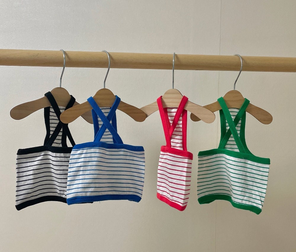 Stripe Sleeveless Crop Top, S-2XL, Small Dog Top, Dog T-shirt, Dog Clothing, Dog Fashion, Dog Apparel, Undershirt for Dogs - NKpup