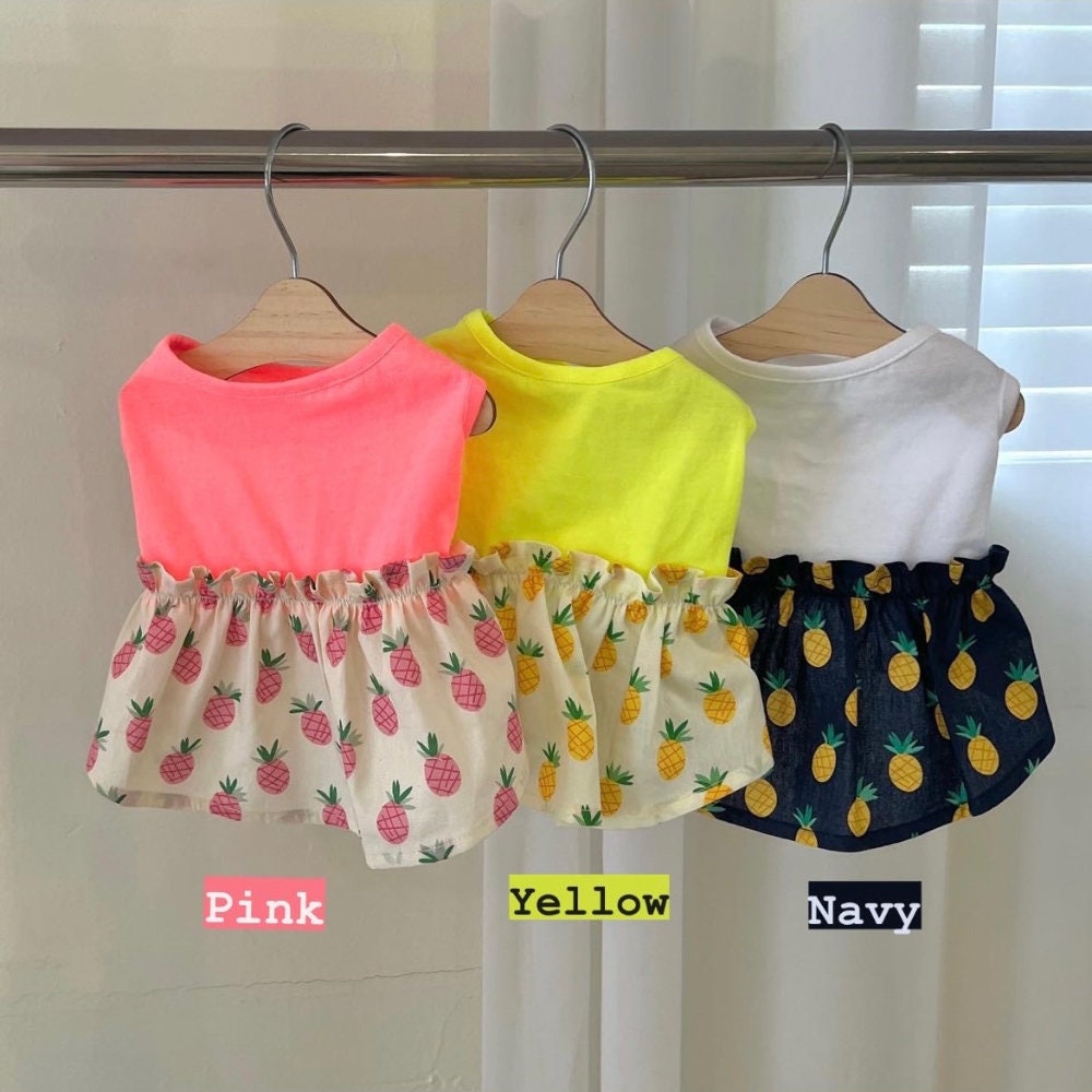 Pineapple Dress, S-XL, Dog Dress, Dog Summer Skirt, Small Dog Clothing, Dog Fashion, Dog Apparel