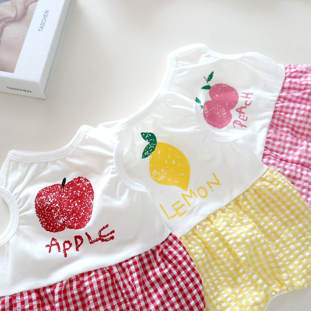 Fruit Non Sleeves Overall, XS-XL, Pajama Pet, Dog Jumpsuit, Dog Romper, Dog Summer Top, Dog Clothes, Dog Apparel, Pet Clothing