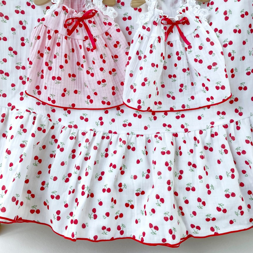 Cherry Dress, S-2XL, Dog Clothes, Pet Clothing, Dog-one piece,Pet dress, Dog check-shirt, Dog Top, Dog Apparel, Pet Clothing