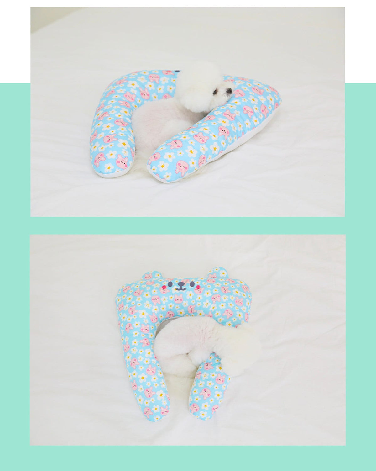 NKpup light blue dog summer cooling hug pillow cushion with floral and bear patterns