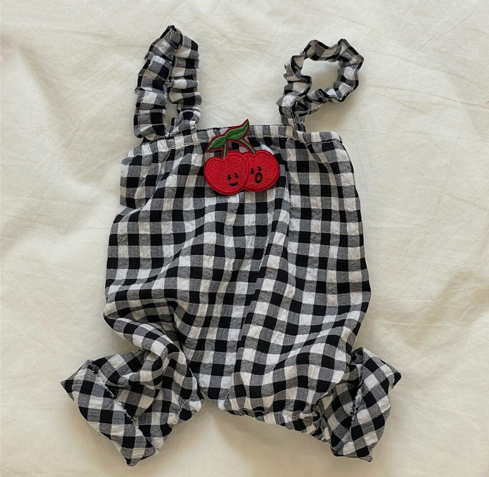 Fruits Gingham Overall, S-2XL, Pajama Pet, Dog Jumpsuit, Pet Clothing, Dog Summer Dress, Dog Summer Outfit, Dog Apparel