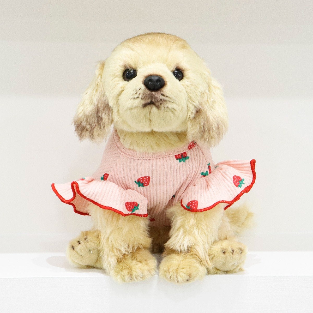 NKpup strawberry print pink ruffle dog shirt