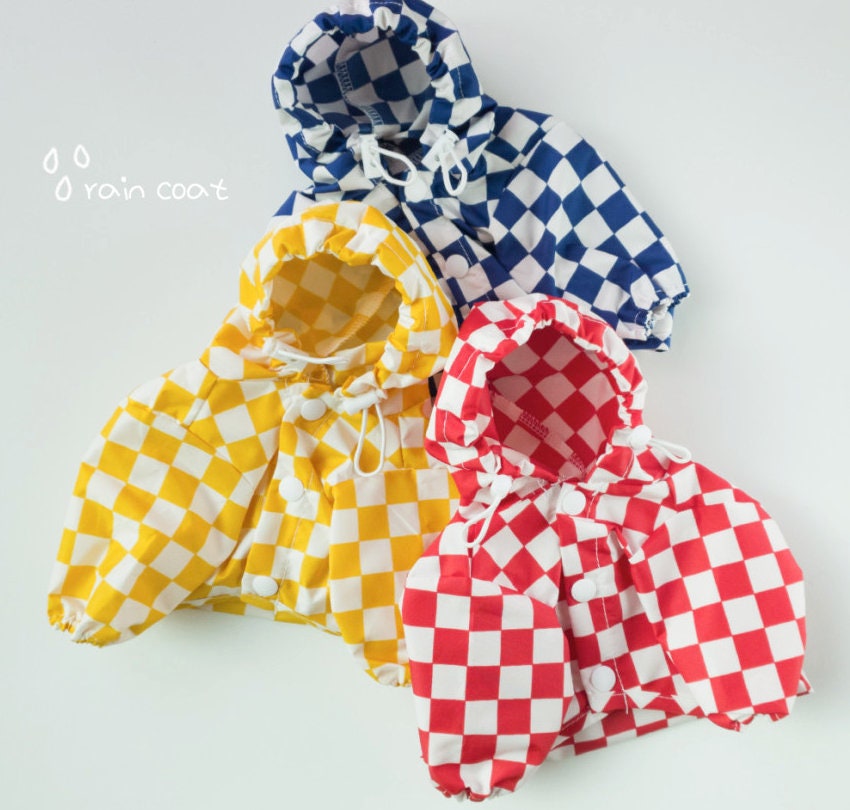 Gingham Raincoat for Dog, S-2XL, Waterproof, Poncho for Dog, Outdoor Raincoat for Dog, Pet Clothing, Dog Jacket, Dog Apparel