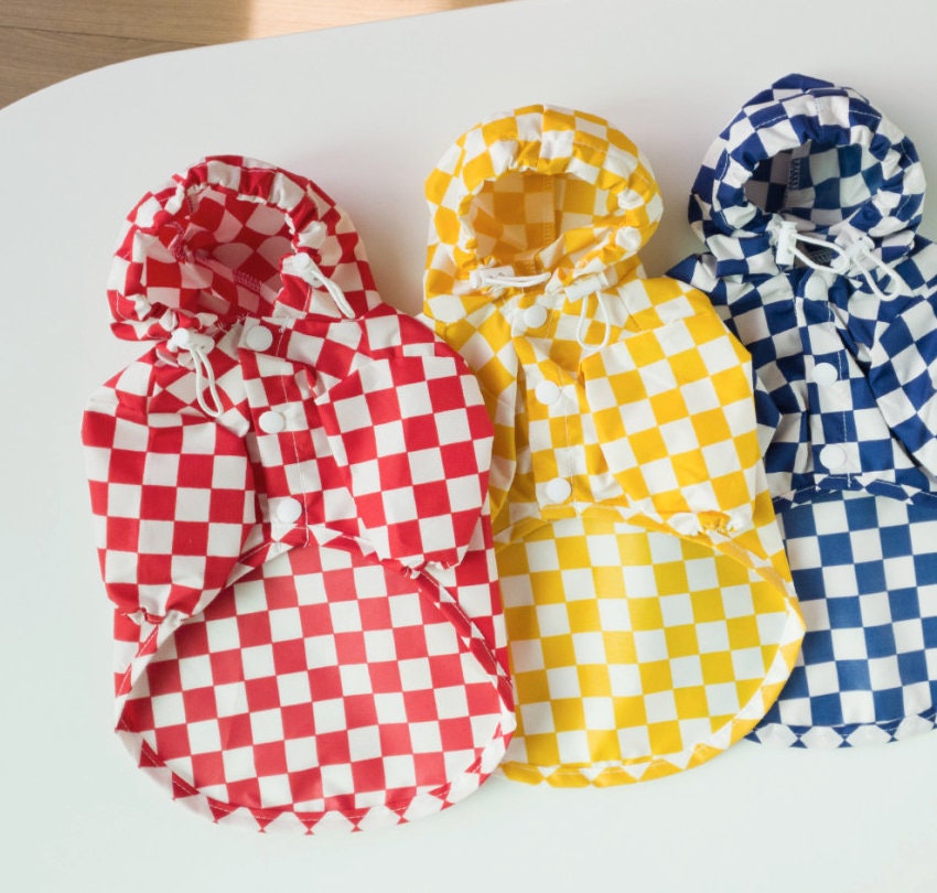 Gingham Raincoat for Dog, S-2XL, Waterproof, Poncho for Dog, Outdoor Raincoat for Dog, Pet Clothing, Dog Jacket, Dog Apparel