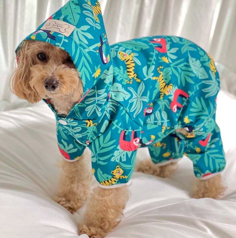 Tropical Romper Raincoat for Dog, S-2XL, Waterproof, Poncho for Dog, Outdoor Raincoat for Dog, Pet Clothing, Dog Jacket, Dog Apparel