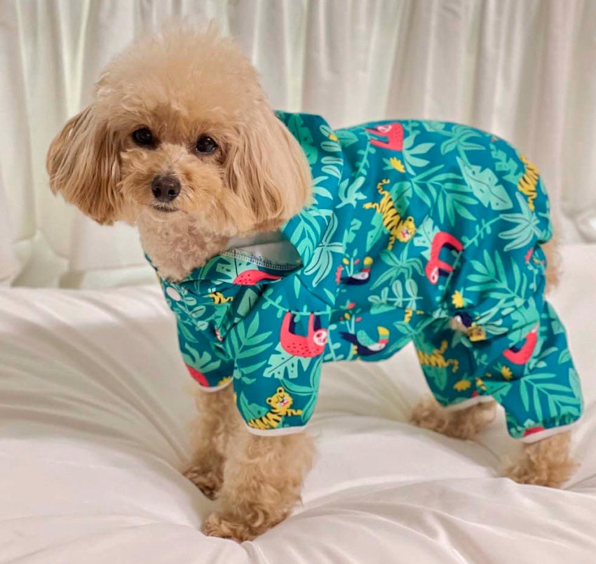 Tropical Romper Raincoat for Dog, S-2XL, Waterproof, Poncho for Dog, Outdoor Raincoat for Dog, Pet Clothing, Dog Jacket, Dog Apparel