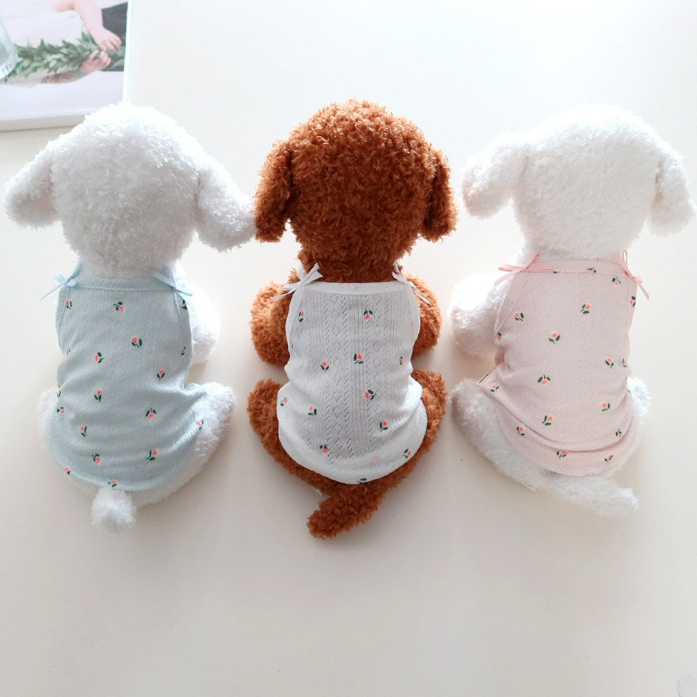 Cotton Eyelet Summer Top, S-2XL, Small Dog Clothes, Dog Sleeveless Top, Dog Apparel, Pet Clothing