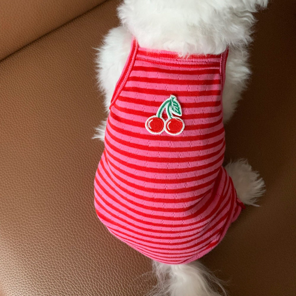 Fruit Stripe Non Sleeves Overall, S-XL, Pajama Pet, Dog Jumpsuit, Dog Romper, Dog Summer Top, Dog Clothes, Dog Apparel, Pet Clothing