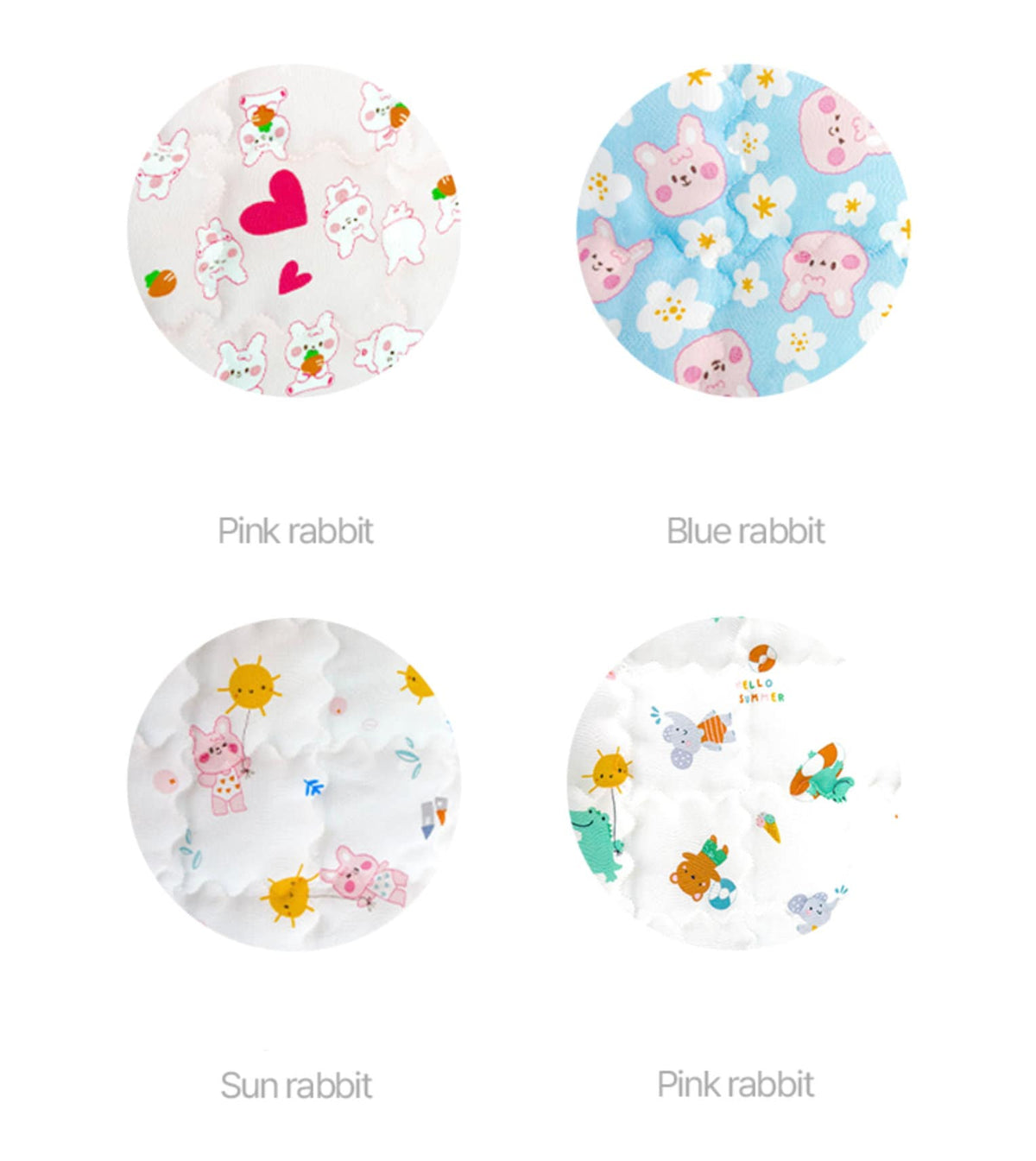 NKpup dog summer cooling hug pillow cushions in pink rabbit, blue rabbit, and sun rabbit patterns.