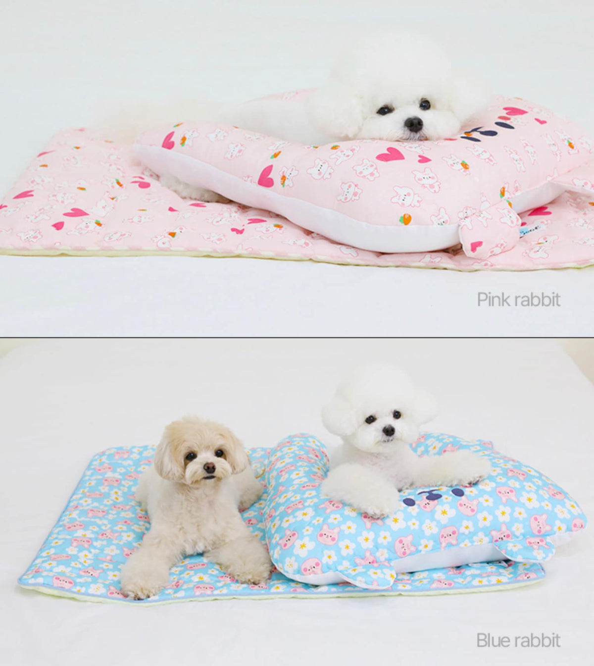 NKpup Dog Summer Cooling Hug Pillow Cushions in pink and blue rabbit patterns