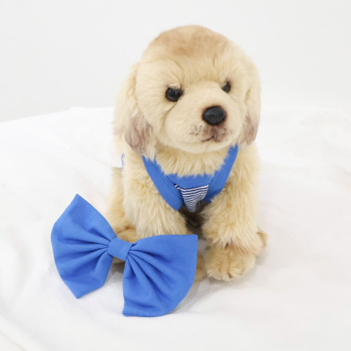 NKpup Ribbon Stripe Top blue dog shirt with striped pattern and matching blue bow