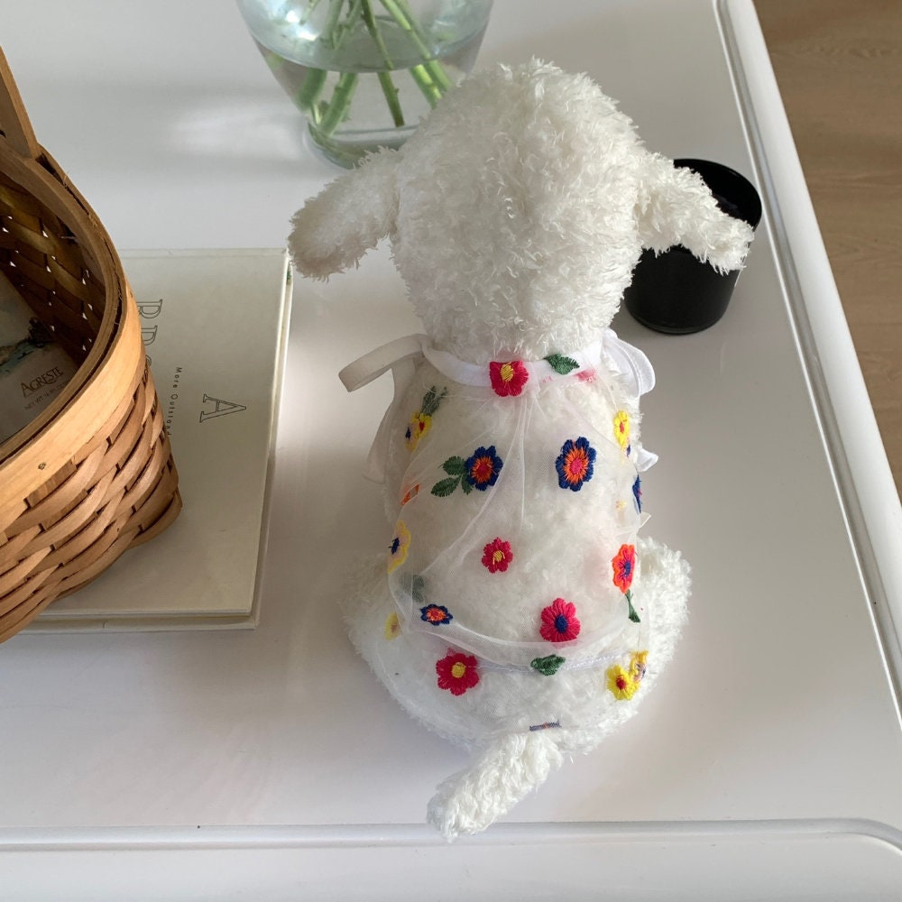 Vivid Floral Halter Dress, S-XL, Dog Dress, Wedding Pet, Dog Summer Dress, Dog Top, Dog Clothing, Dog Fashion, Dog Apparel - NKpup