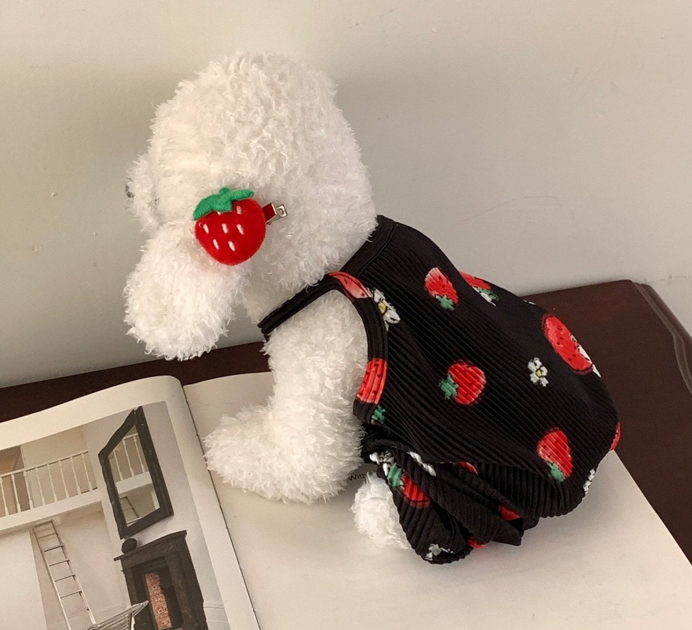 Pleated Strawberry Overall, S-2XL, Pajama Pet, Dog Jumpsuit, Dog Romper, Dog Summer Pants, Small Dog Clothes - NKpup